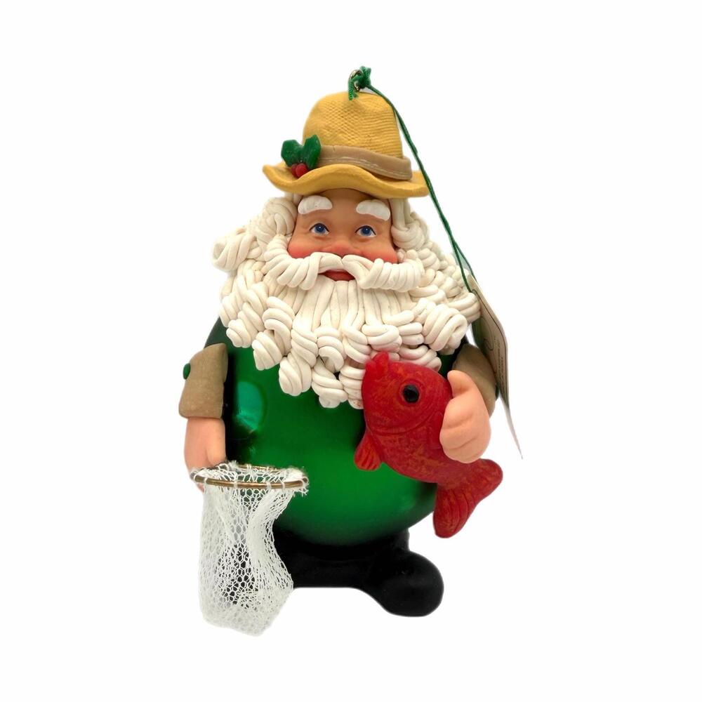 Vintage Department 56 Noel Fishing Santa Christmas Ornament / Figurine